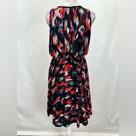 CALVIN KLEIN Navy abstract print sleeveless round neck dress size 8. - Picture 6 of 12